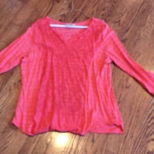 Coral Red Lightweight Lucky Brand Long-Sleeve.